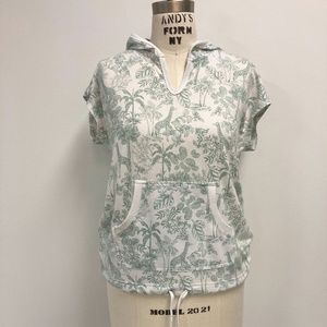 Unique Giraffe Toile Print Hooded Short Sleeve Sweatshirt